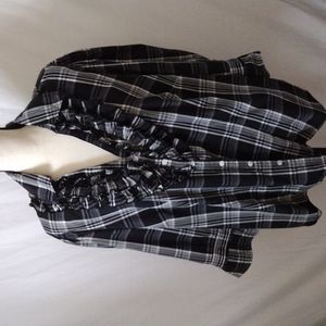 SPENDE WOMAN MID SLEEVE BUTTON DOWN TOP COTTON BLEND.